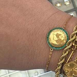 Elegant Gold and Green Bracelet 21k (pure gold)